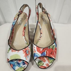 Nine & Co. Floral Multicolor Slingback Heels